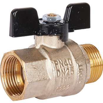 Кран шаровый полнопроходной Ду 25 (1") ВР/НР, ручка бабочка STOUT